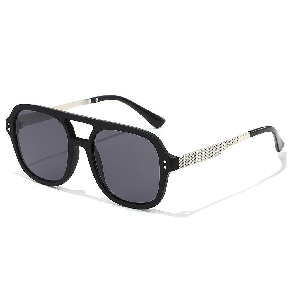 Simple and personalized double beam square sunshade sunglasses, new retro high-quality pilot sunglasses
