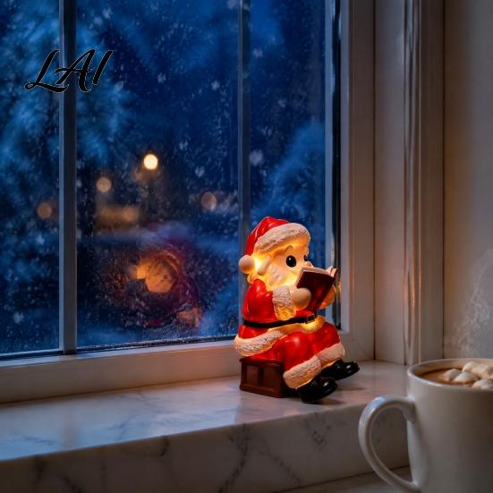 Warm Led Light Santa Claus Night Light Resin Christmas Tabletop Ornament with Holiday Home Decoration LED Lighting Bedroom Bedside Table Window