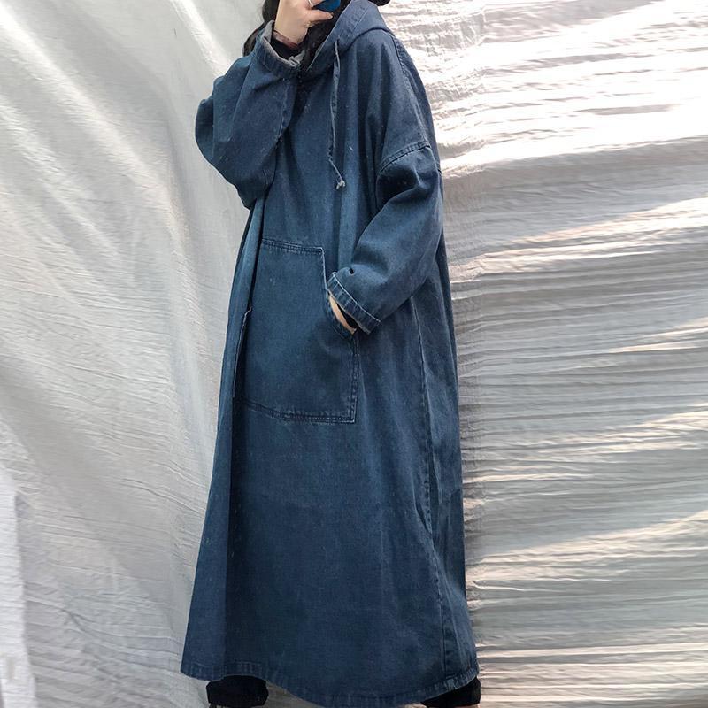 Women Spring Autumn Long-sleeved Denim Dress Female Button Pocket Vintage Casual Baggy Ladies Streetwear Midi Robe