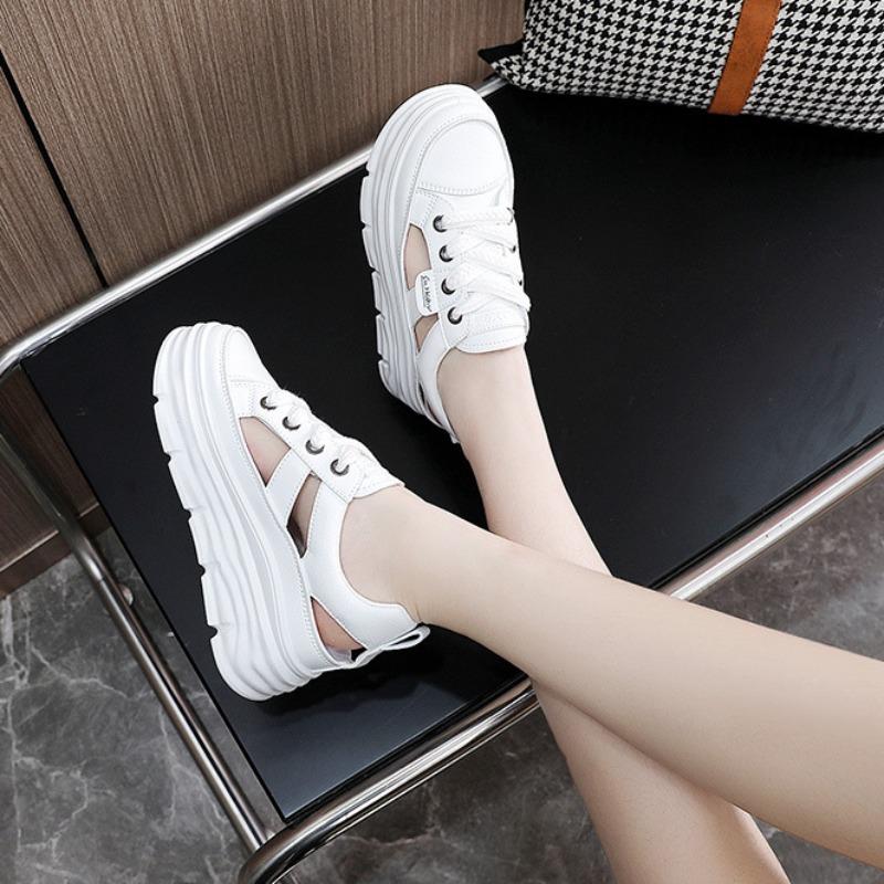 Летние Новые Женские Сандалии с Открытым Верхом, Роскошный Бренд, Увеличенная Платформа, Повседневная Обувь, Женская Маленькая Белая Обувь, Летняя Мода