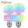 2 Pack 9W WiFi Smart Light Bulb MFI Homekit E27 LED RGB RGBW Dimmable Lamp Compatible With Apple Homekit Siri Alexa Google Assistant