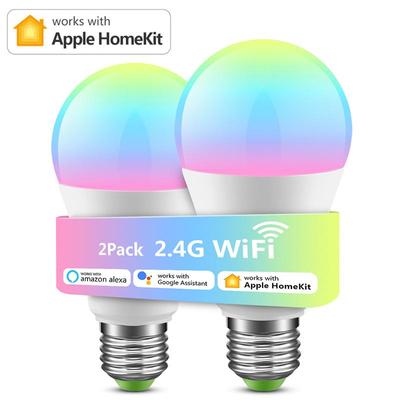 2 упаковки 9 Вт Wi-Fi умная лампочка MFI Homekit E27 светодиодная лампа RGB RGBW с регулируемой яркостью, совместимая с Apple Homekit Siri Alexa Google Assistant