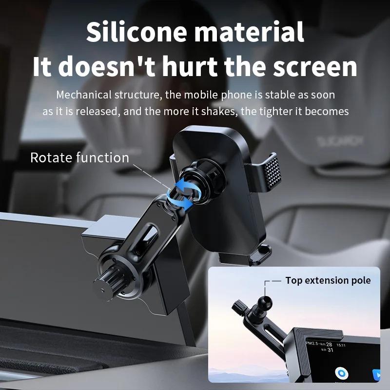 Gravity Phone Holder for New Energy Vehicle Touchscreens Stable Anti-Shake Tool-Free Install Mount for Car Accessories