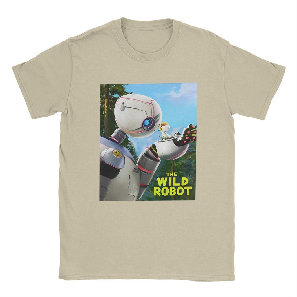 Мужская футболка Wild Robots 2024 Новая Мультяшная Потрясающая Хлопковая Футболка С Круглым Вырезом С Коротким Рукавом Футболки Идея для Подарка мерч