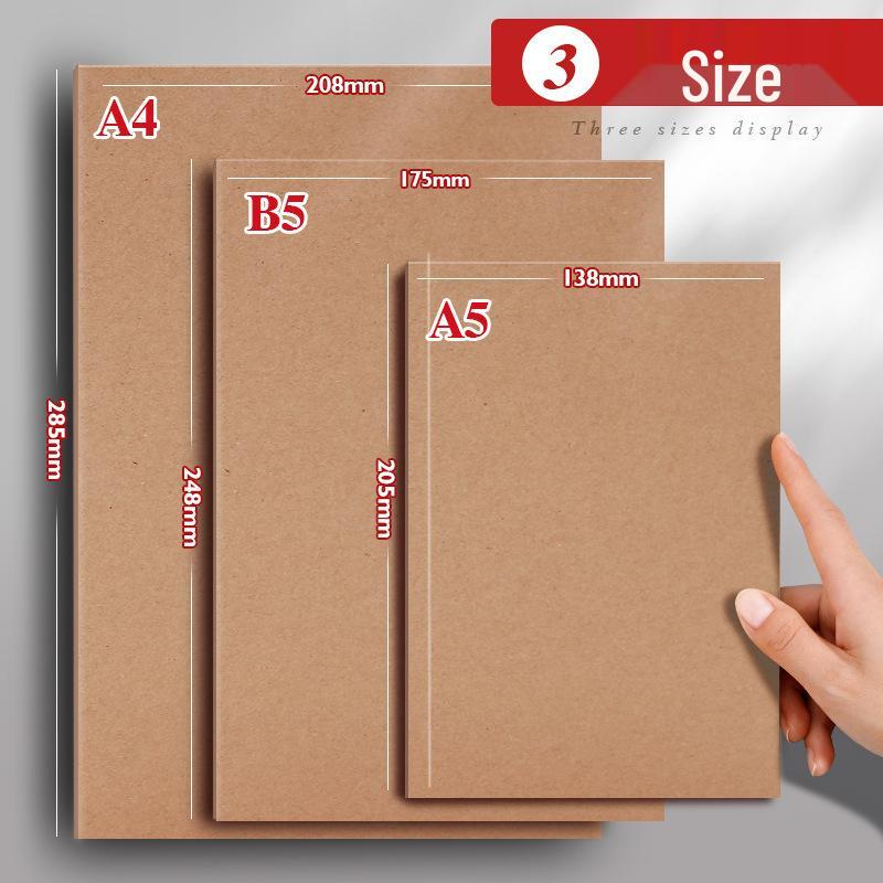 Minimalist A5 Blank and B5 Lined Notebook with A4 Grid, Xiaohongshu Inspired Style, Super Thick for Students
