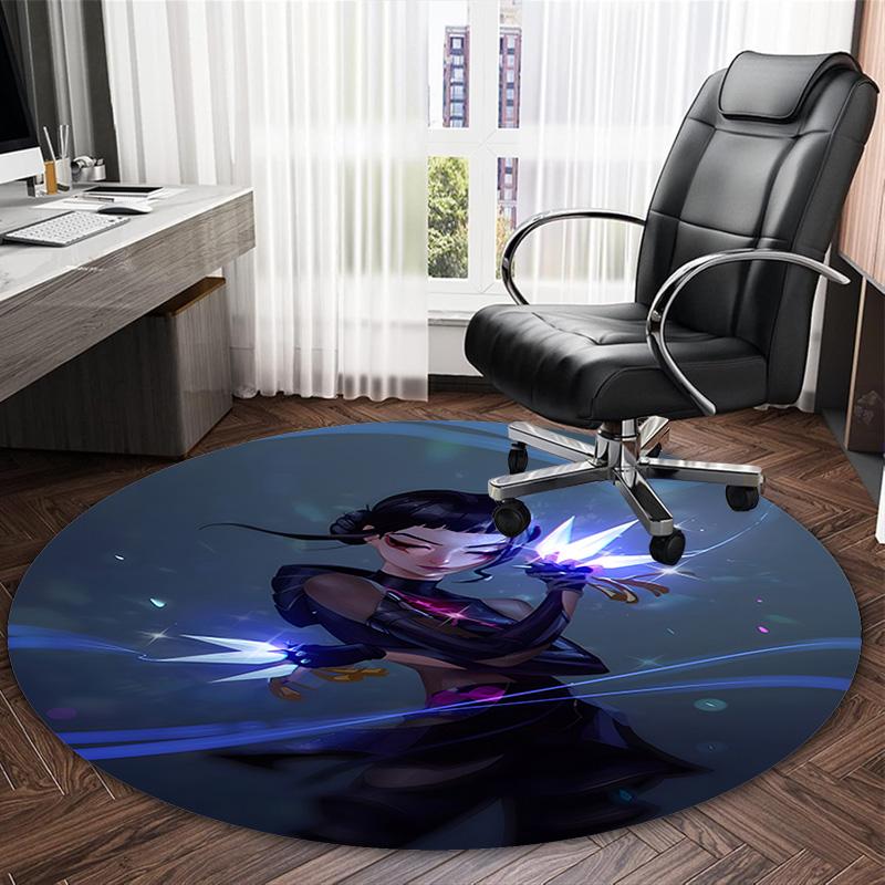 1pc KPop Demon Hunters ZOEY3 Print Round Carpet Chair Round Carpet Suitable for Bedroom Living Room Home Decorative Carpet