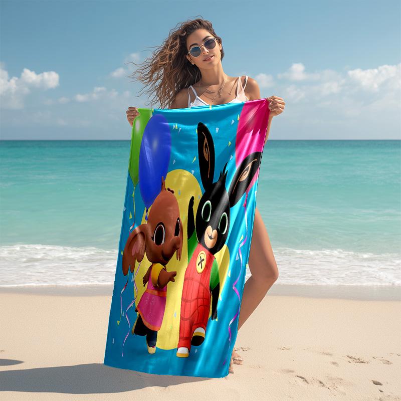 proof beach towel with Bing pattern - soft,absorbent,quick-drying,machine washable - perfect for swimming,camping,bathing