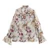 Spring 2025 Women's Casual Metallic Thread Print Shirt