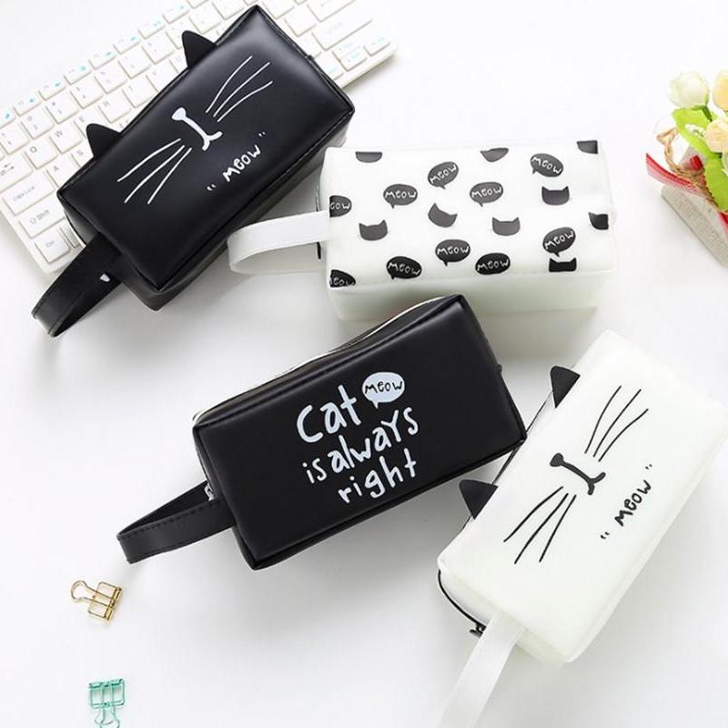 Мультяшный стиль, различные сумки-карандаши с рисунком кота, большая вместительная пенал для канцелярских принадлежностей, сумка для студентов, женщин и девочек