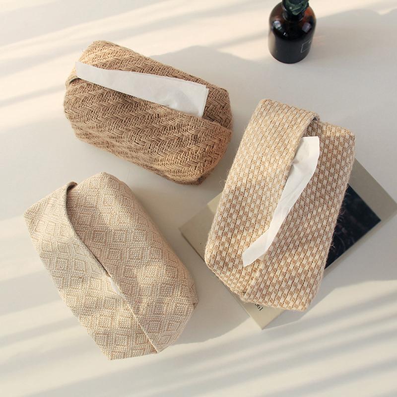 Nordic Cotton Linen Cloth Art Tissue Box Holder Car Holder For Sale Table Salt Holder Home Decor For Handkerplatk Box Gift