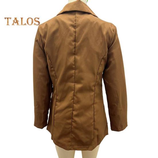 Женский пиджак с лацканами, длинный рукав, открытый спереди, однотонный пиджак в городском стиле, весна-осень, деловая верхняя одежда