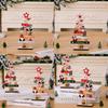 Delightful Wooden Christmas Figurines Featuring Gnome And Snowman With English Text