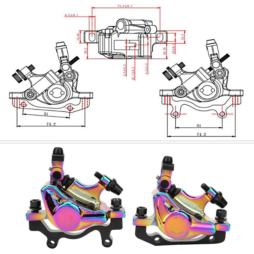 HB100 Bike Aluminium Alloy Hydraulic Disc Brake Set Front Rear for Mountain Road Bicyclecolorful
