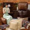 Moroccan Style Cushion PU Leather Ottoman Footstool Wax Leather Modern Futon Balcony Tatami Unstuffed Cushion Cover