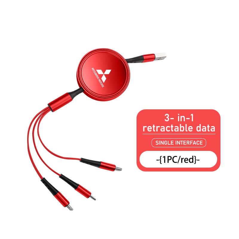 For Mitsubishi Three-In-One Mobile Phone USB Fast Charging data cable Outlander Pajero Sport Lancer EX ASX L200 Eclipse