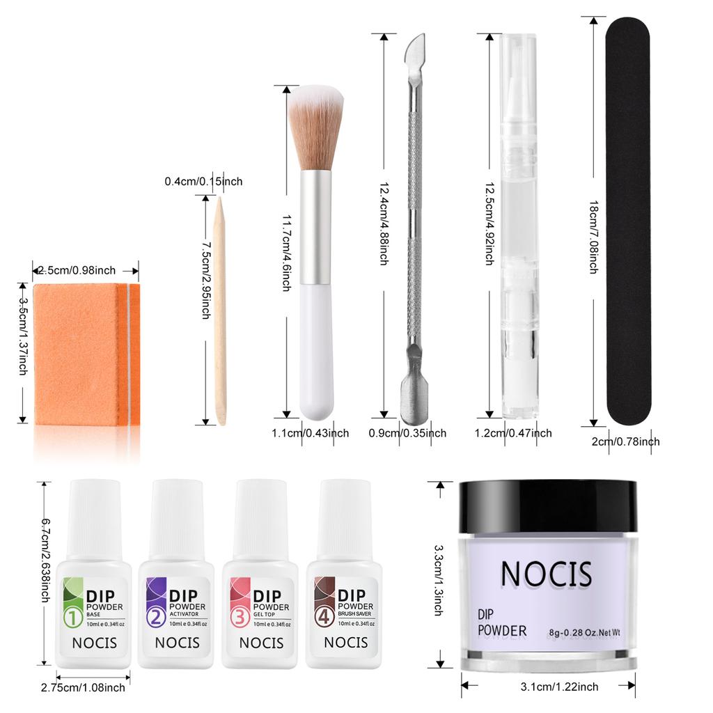 NOCIS 20 Colors Nail Dipping Powder Set Nail Art Dip Powder Starter Kit Fastdrying No UVLED Nail