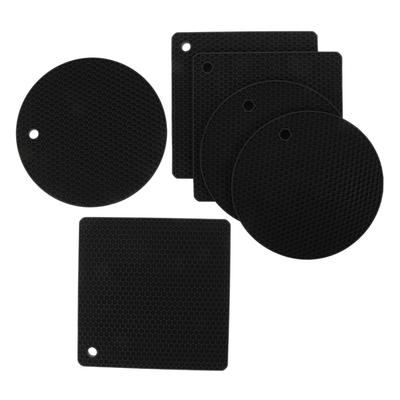 No-brand Item 6-piece Silicone Heat-resistant Pot Mats Non-slip Function Honeycomb Structure Pads Kitchen Cooking Insulation Countertop Protection