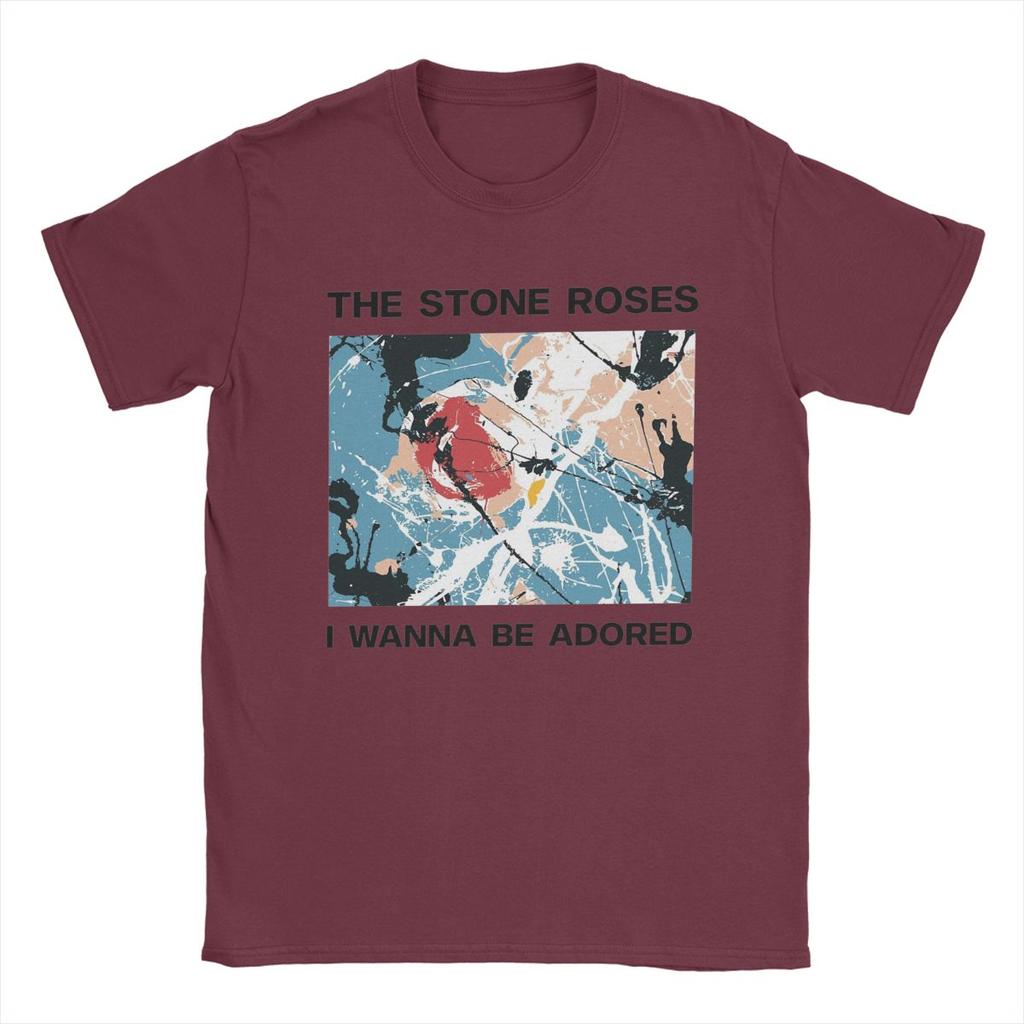 Мужская футболка Stone Roses I Wanna Be Adored Смешные футболки из чистого хлопка Футболки с коротким рукавом Топы с круглым вырезом Большой размер
