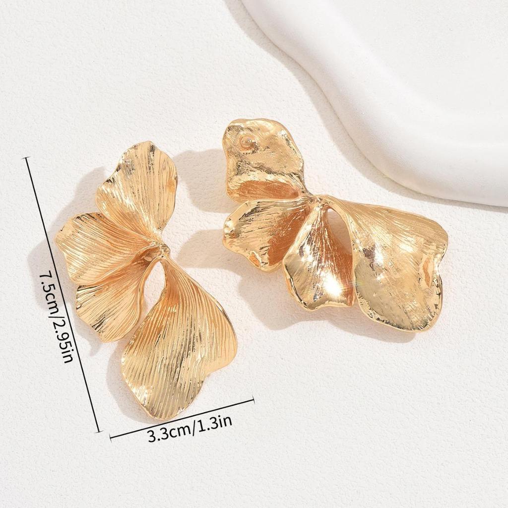 Flower earrings, multi-layer petal alloy personalized earrings, suitable for parties, dates, and daily casual wear