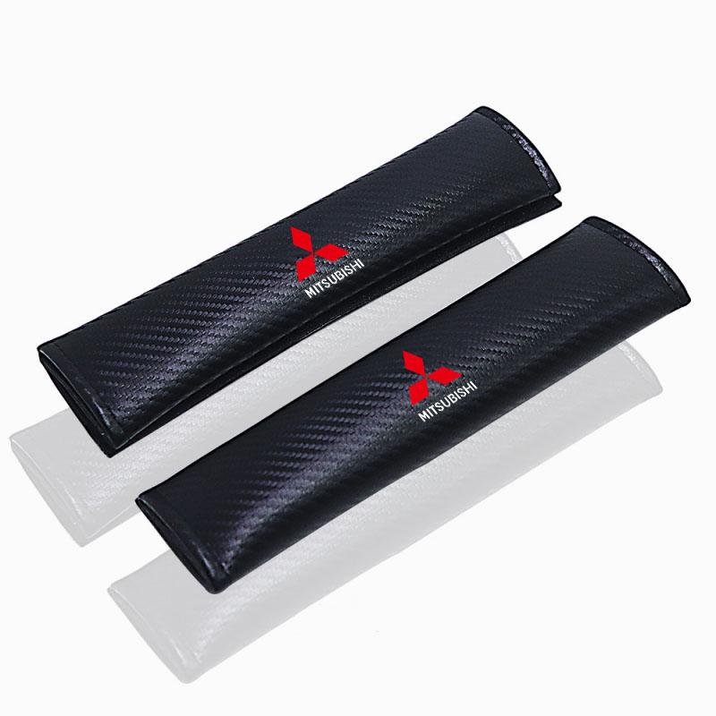 xksh2 Carbon Fiber Car Safety Belt Cover Shoulder Pad for Mitsubishi Outlander Lancer 10 ASX RALLIART Eclipse L200 Pajero Accessories