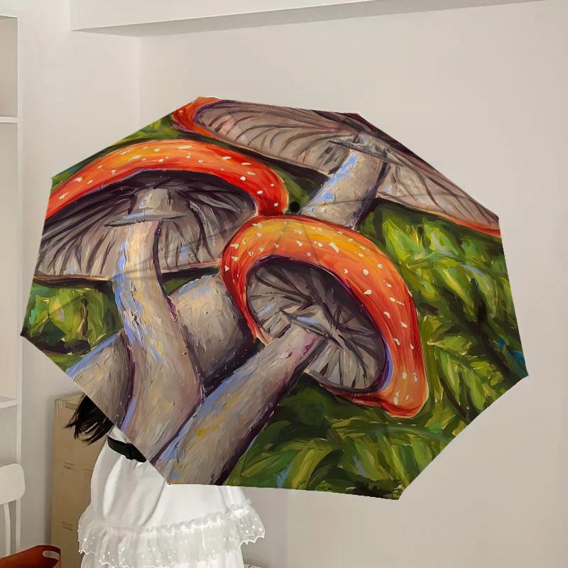 1pc Mushroom Garden Fantasy Umbrella with Plastic Handle,Suitable for All Seasons Home Travel Outdoor UmbrellaDD657