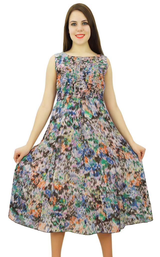 Phagun Хлопковое женское повседневное платье длиной до середины голени без рукавов - выбрать