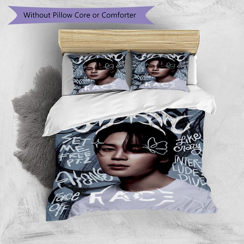 3pcs Jin singer pattern bedding set duvet cover set includes duvet cover &pillowcases, perfect all season bedroom decoration & gift