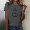 Summer Fashion Women's T-Shirt 3d Anchor Pattern Printed Casual Round Neck Short Sleeve T-Shirts & Blouse Summer For Lady