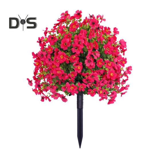 1/2Pcs Artificial Violet Flower with Stake UV Resistant Faux Plastic Flower Spike Indoor Outdoor Garden Porch Patio Wedding Party Decoration