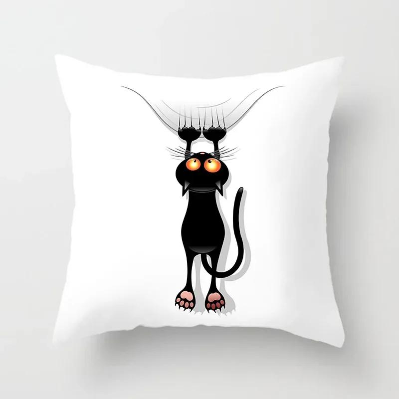 Lovely Cartoon Black Cat Cushion Cover Pillow Cover Sofa Car Home Decoration Room Decoration 45*45cm