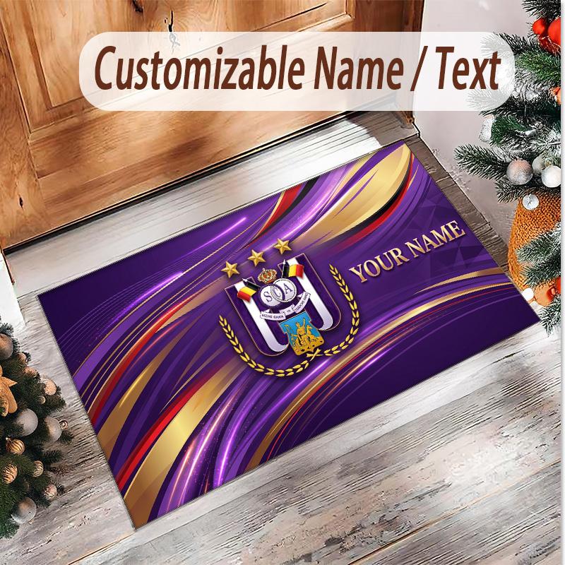 Personalized Crystal Velvet Carpet Anderlecht FC logo Pattern Non Slip Floor Rug