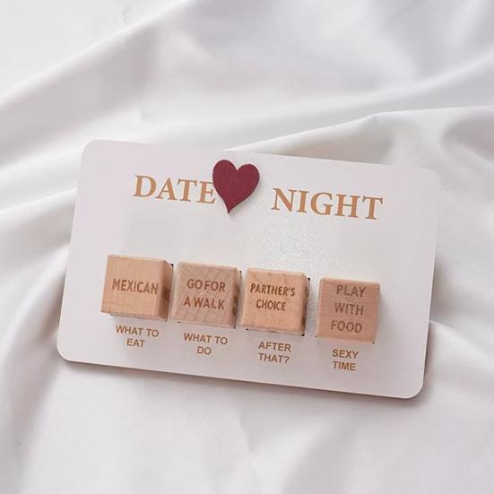 1/4Pcs Date Night Dice Couple Food Decision Wooden Dice Games with 12