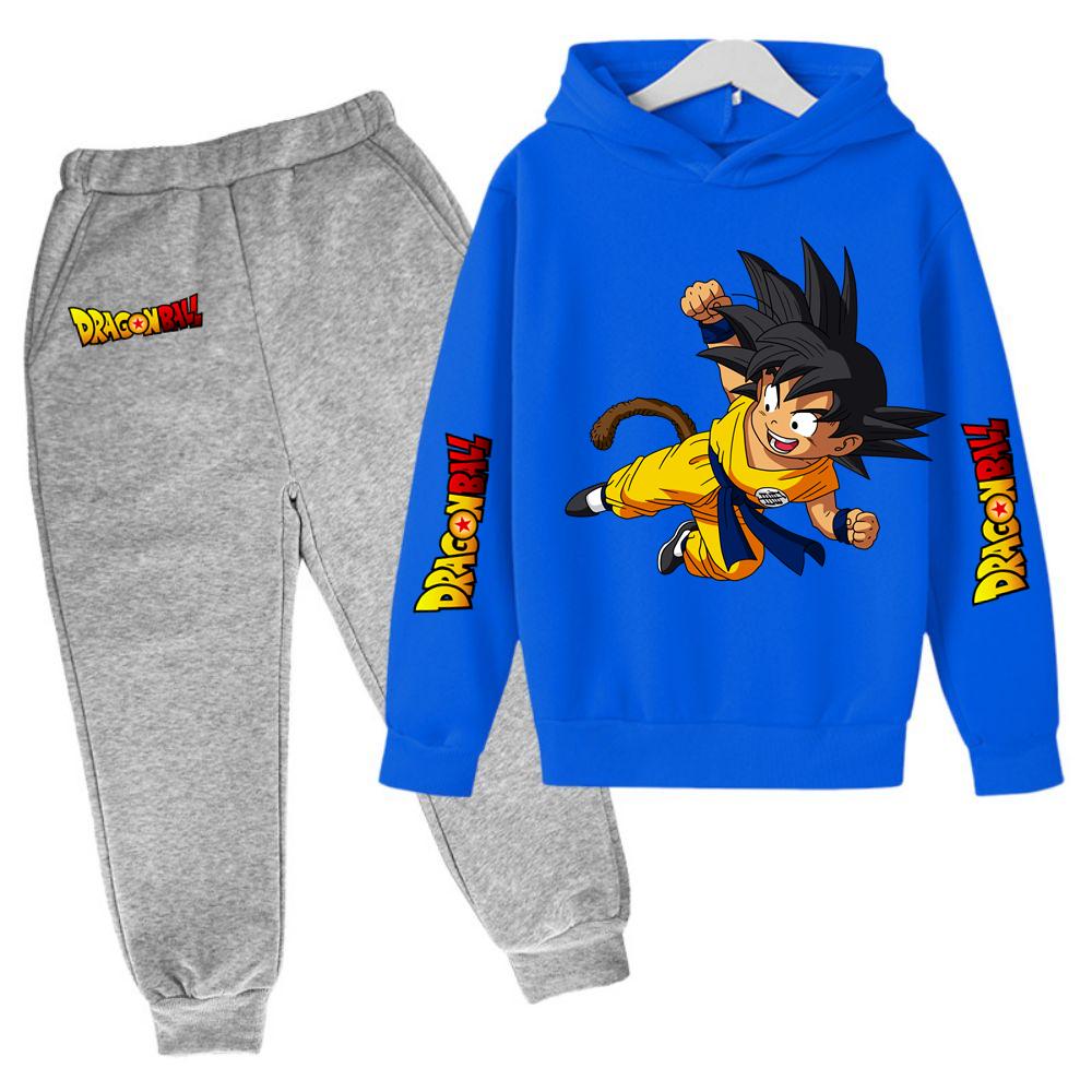 2025 MINISO New Winter Dragon BallHoodies+panrts Kids Clothes Boys Goku Sets for Children Sizes 100-160 Street Suit Kawaii Fashion Tops Anime