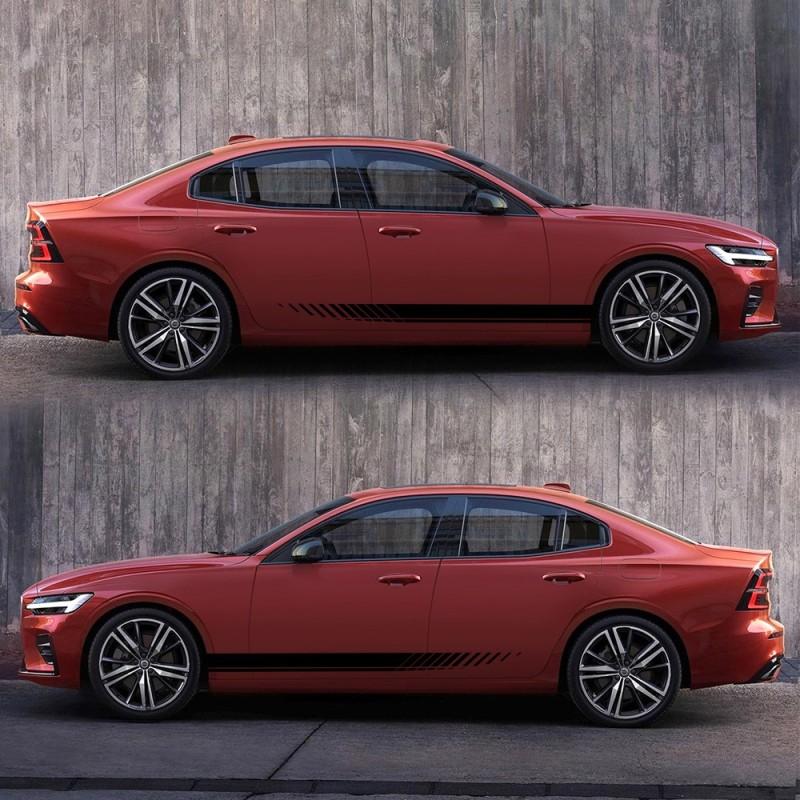 2PCS Car Side Stripes Side Stripe Skirts Graphics Vinyl Sticker Decals Racing Sport Car Stickers