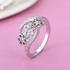 Ring Silver Plated Flowers Design Cubic Zirconia Inlaid Shiny Fashion Women Ring for Wedding