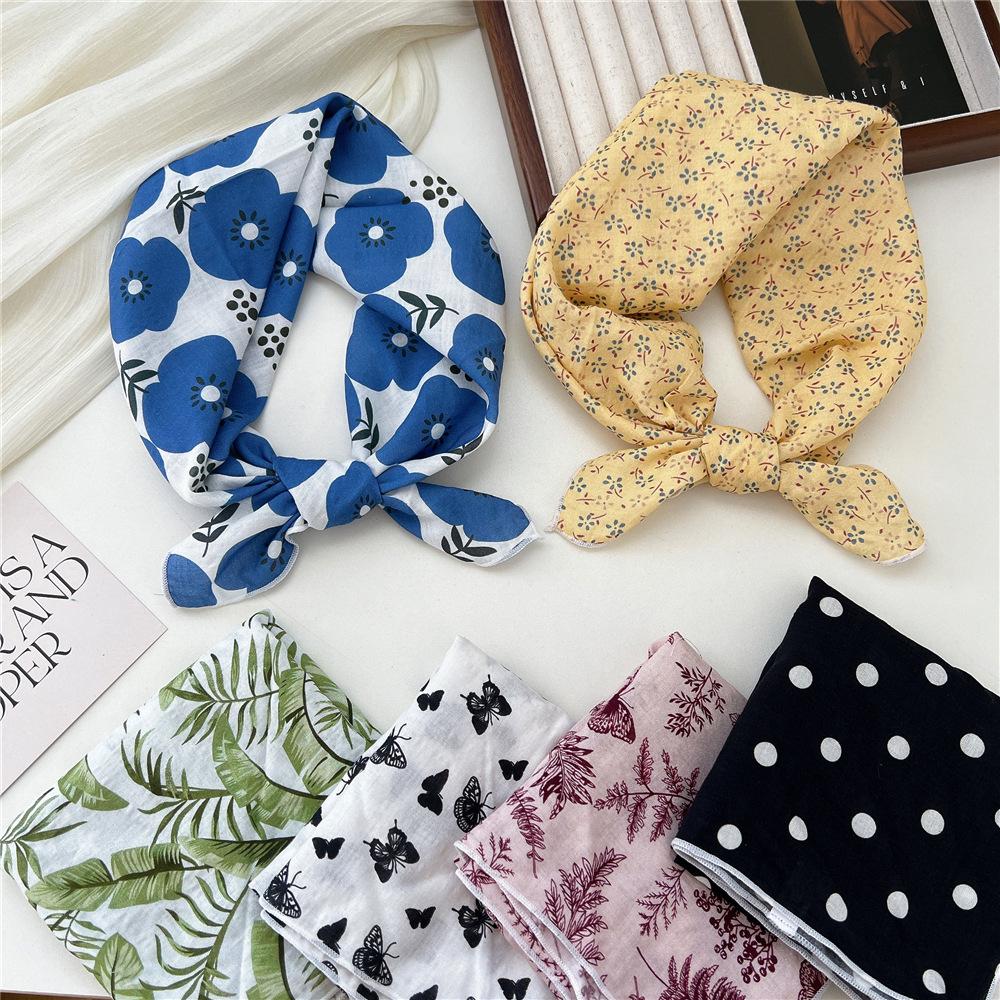 Маленький квадратный шарф из хлопка и льна, шелковый шарф, женский, весна и осень, новый стиль, художественный и универсальный, модный, темпераментный шарф-повязка на голову