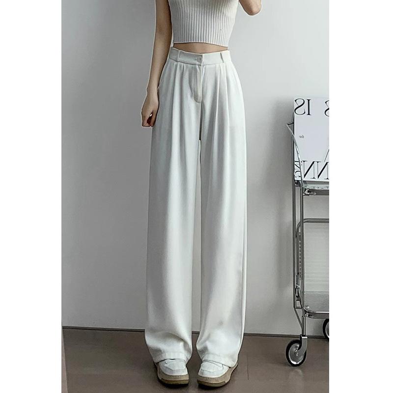 Повседневные брюки женские летние новые узкие высококачественные свободные прямые драпированные широкие брюки