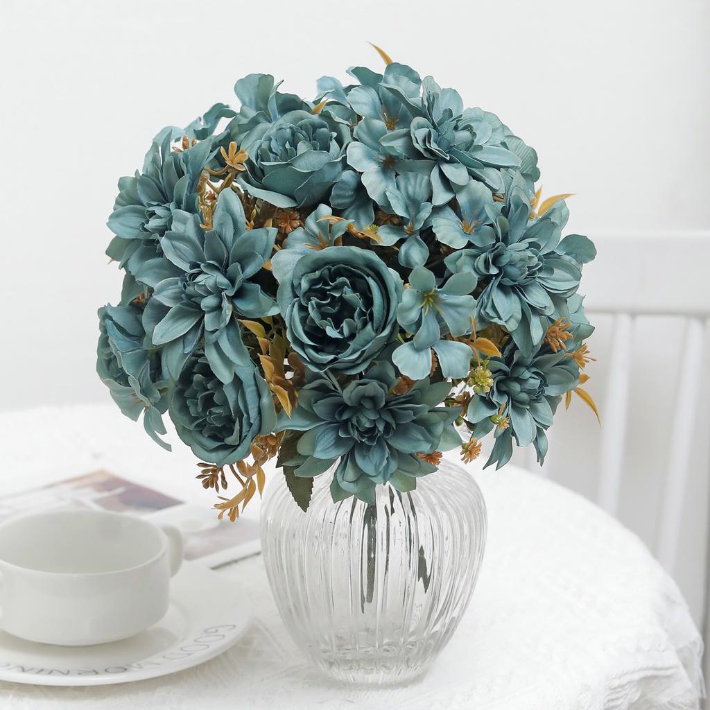 Peony Silk Artificial Flowers High Quality Home Living Room Wedding Bride Bouquet Party DIY Gift Dahlia Fake Flower Decoration