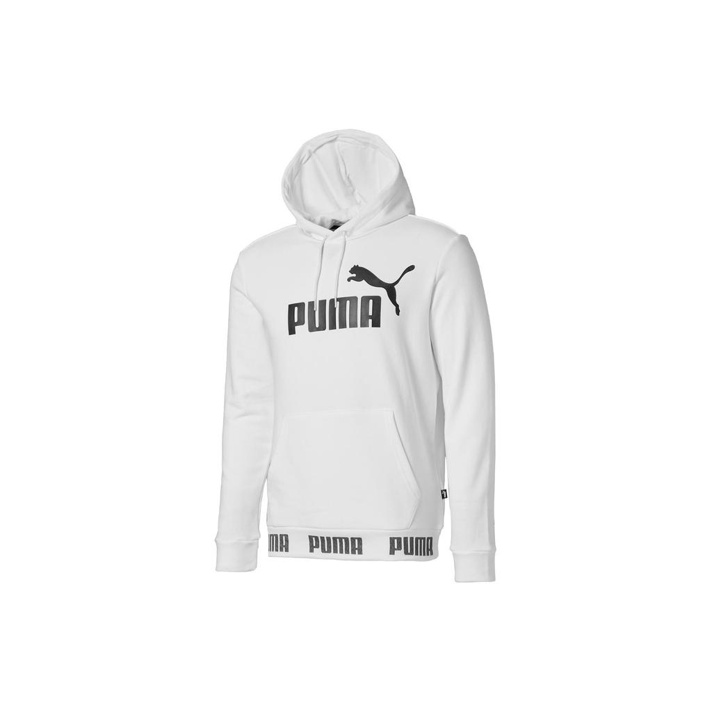 Puma Amplified American Retro Brand Logo Letter Print Hooded Sweatshirt Comfortable Versatile Casual Long Sleeve Men Sweatshirt White 844793-02