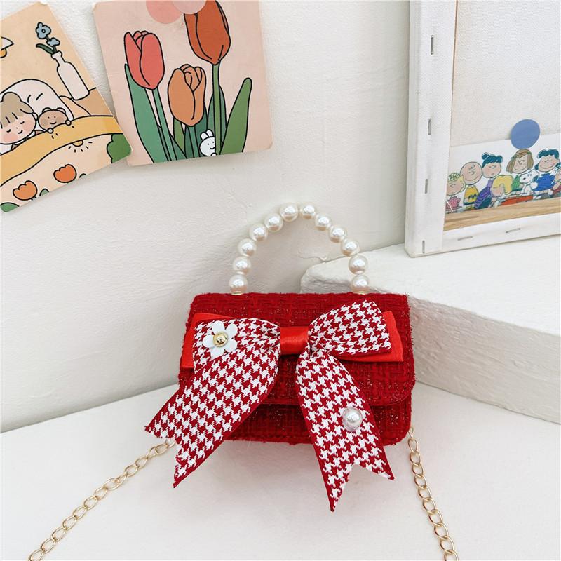 Knot Stylish Butterfly Girls Handbag Pearl Shoulder Bag For Children With Cute Design