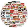 50 American Style High-Value Text Graffiti Mix And Match Stickers Diy Laptop Water Cup Decorative Stickers