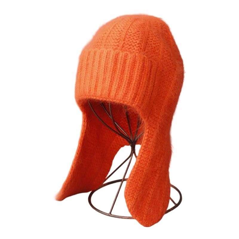 Adorable Color Knit Hat Windproof Ears Thermally Design Winter Outdoor Use