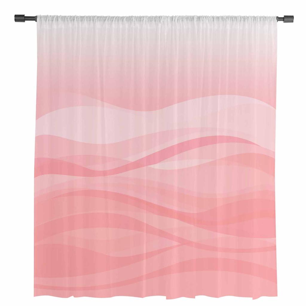 Градиентные водные ряби розовые прозрачные шторы для украшения гостиной оконные шторы для кухни тюль вуаль органза шторы