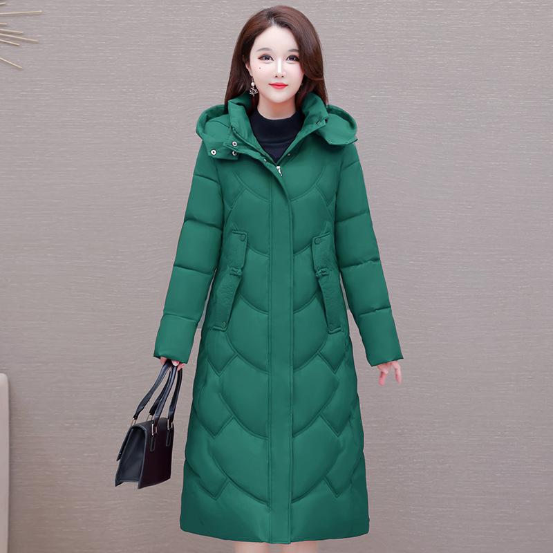 Women's cotton-padded clothes, new winter long slim-fitting and warm, foreign-style cotton clothes over the knee, mother clothes, large-size jackets a