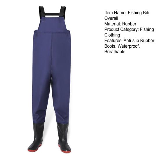 Fishing Bib Overall with Anti-slip Rubber Boots Waterproof Breathable Adjustable Men Women Hunting Work Pants Trouser Rain Gear Workwear