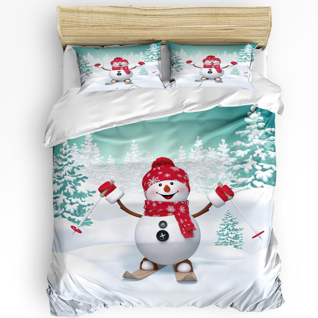 Комплект постельного белья из 3 предметов: зимний снег, горы, утренний пейзаж, дом, пододеяльник, наволочка, для мальчика, ребенка-подростка, девочки, комплект постельного белья