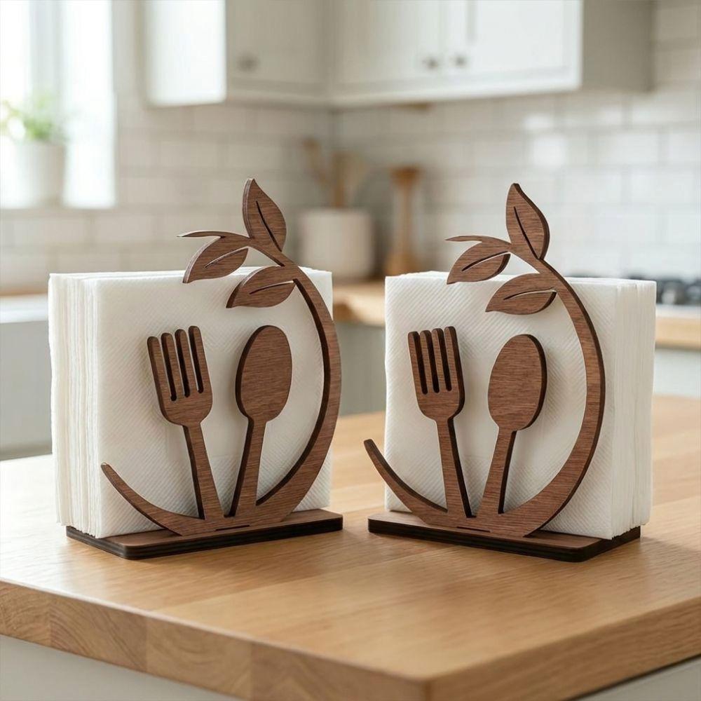 Hollow Out Wooden Leaf Napkin Holder Rustic Tissue Storage Holder Home Restaurant