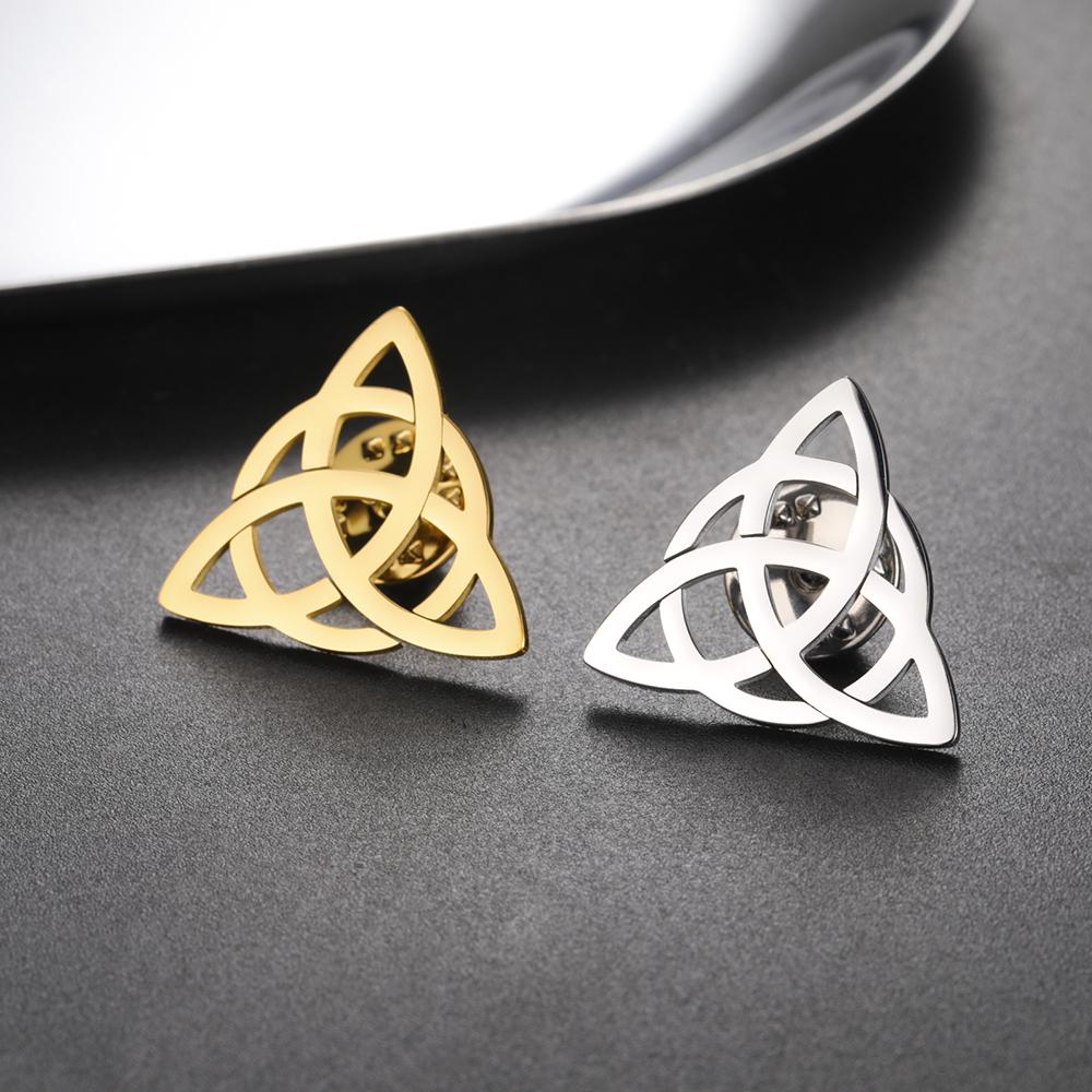 Dawapara Vintage Triquetra Brooch Ladies Pin Heart Trinity Knot Irish Protection Talisman Stainless Steel Accessories
