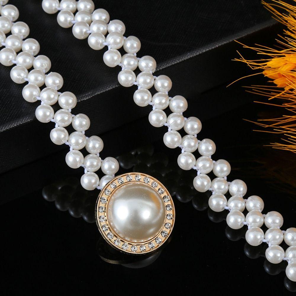 Waist Chain Women Waistband Korean Style Waist Belt Sweet Pearl Belt  Ladies