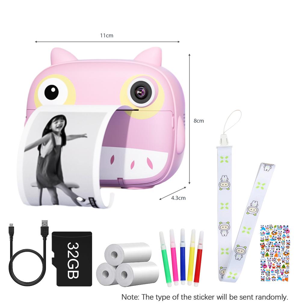 2,5K милая детская камера мгновенной печати 12-мегапиксельная детская цифровая камера детская камера мгновенной печати с 2,4-дюймовым экраном